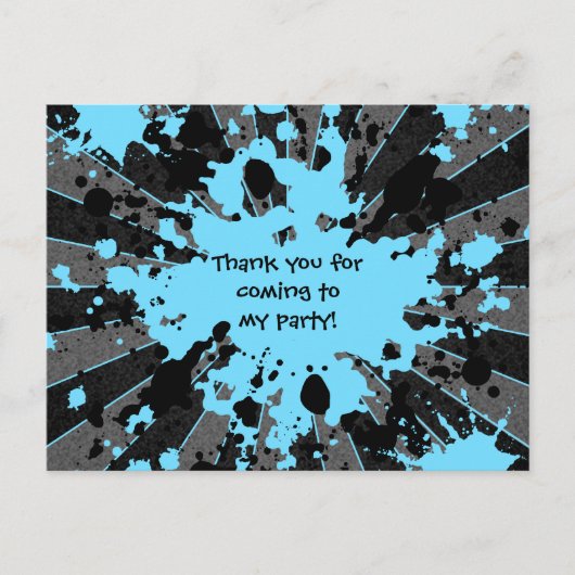 Blauer Paintball-Geburtstag Postkarte (Vorderseite)