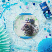 Blauer Paintball Pappteller (Party)