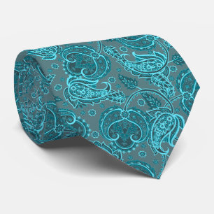 Blauer Paisley-Damasken-Blumenmuster-Ethno-Muster Krawatte