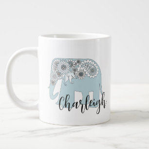 Blauer Paisley-Elefant Boho Chic Jumbo-Tasse