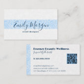 Blauer Paisley Streifen auf weißem Hintergrund Visitenkarte (Vorne/Hinten)