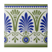 Blauer Palm Deko Border Tile Repro Fliese (Vorderseite)
