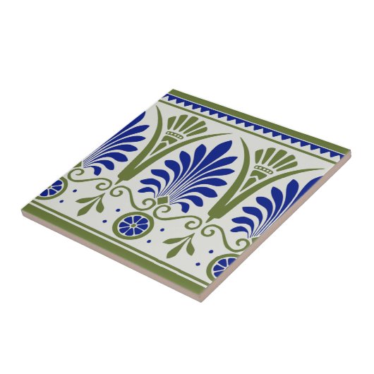 Blauer Palm Deko Border Tile Repro Fliese (Seite)
