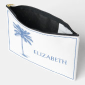 Blauer Palm Palmetto Tree Personalisiert Zubehörtasche (Offen)