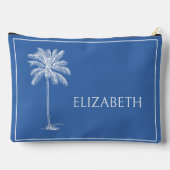 Blauer Palm Palmetto Tree Personalisiert Zubehörtasche (Rückseite)