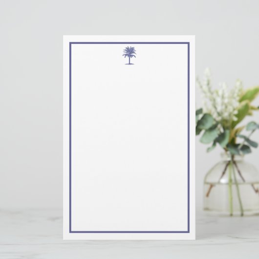 Blauer Palm Tree Briefpapier (Stehend Vorderseite)