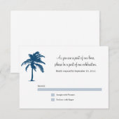 Blauer Palm Tree Hochzeitskarte RSVP Karte (Vorne/Hinten)