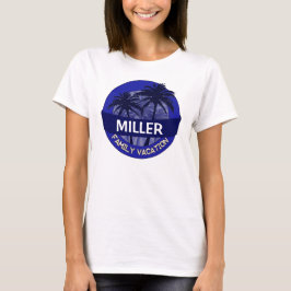 Blauer Palmenbaum, individualisierbarer Familienur T-Shirt
