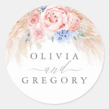 Blauer Pampas-Grass-Hochzeit in Rosa und Blau