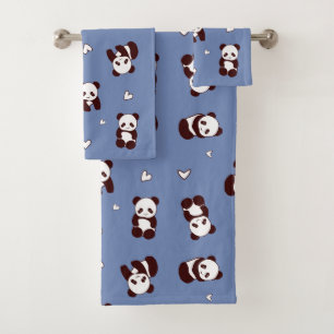 Blauer Panda Badhandtuch Set