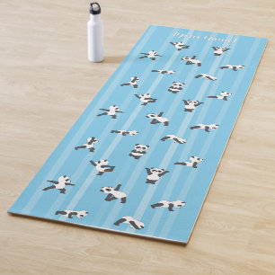 Blauer Panda-Yogamatte mit individuellem Namen auf Yogamatte