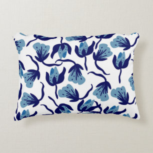 Blauer Pansy Floral: Hand Gezeichnet Nahtlos. Dekokissen