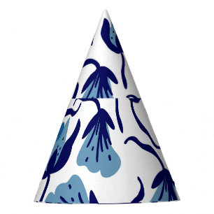 Blauer Pansy Floral: Hand Gezeichnet Nahtlos. Partyhütchen