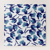 Blauer Pansy Floral: Hand Gezeichnet Nahtlos. Puzzle (Horizontal)