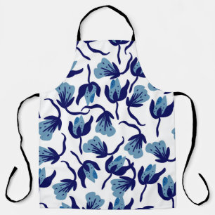 Blauer Pansy Floral: Hand Gezeichnet Nahtlos. Schürze