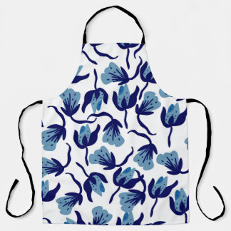Blauer Pansy Floral: Hand Gezeichnet Nahtlos. Schürze