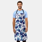 Blauer Pansy Floral: Hand Gezeichnet Nahtlos. Schürze (Getragen)