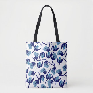 Blauer Pansy Floral: Hand Gezeichnet Nahtlos. Tasche