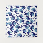 Blauer Pansy Floral: Hand Gezeichnet Nahtlos. Wandteppich (Vorderseite (Horizontal))