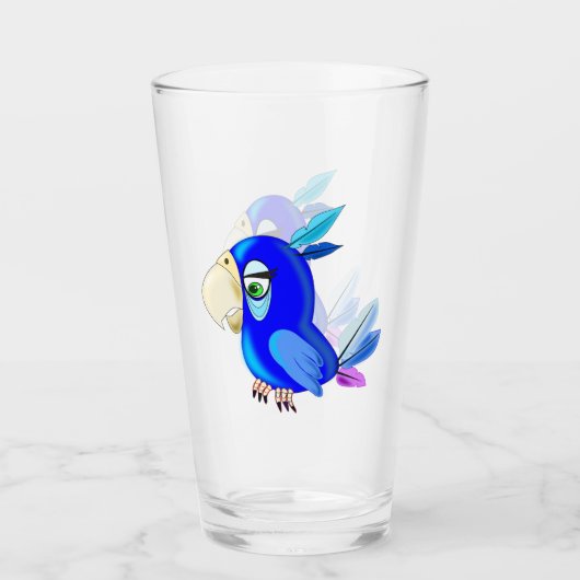 Blauer Papageglas Glas (Vorderseite)
