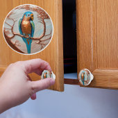 Blauer Papagei auf Kupferzweig Keramikknauf