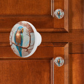 Blauer Papagei auf Kupferzweig Keramikknauf