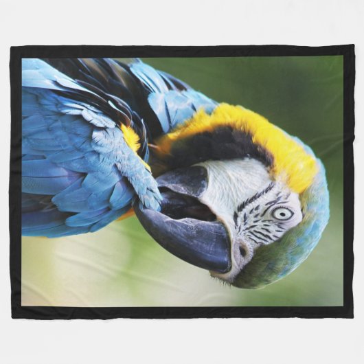 Blauer Papagei Fleecedecke (Vorderseite (Horizontal))