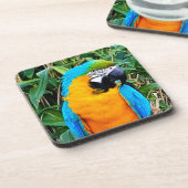 Blauer Papagei Getränkeuntersetzer (Linke Seite)