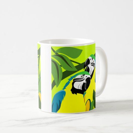 Blauer Papagei Kaffeetasse (VorderseiteRechts)