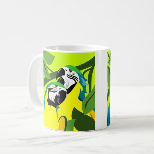 Blauer Papagei Kaffeetasse (Vorderseite Links)