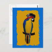 Blauer Papagei Postkarte (Vorne/Hinten)