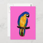 Blauer Papagei Postkarte (Vorne/Hinten)