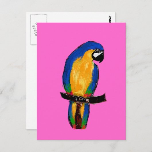 Blauer Papagei Postkarte (Vorne/Hinten)