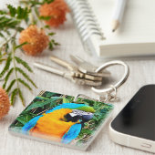 Blauer Papagei Schlüsselanhänger (Vorderseite rechts)