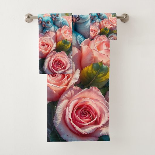 Blauer Papagei und Babys Badhandtuch Set (Insitu)