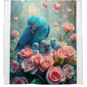 Blauer Papagei und Babys Duschvorhang (Vorderseite)