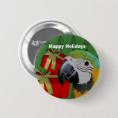 Blauer Papagei-Urlaub in Gold Button (Vorne & Hinten)