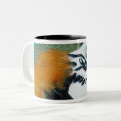 Blauer Papagei Zweifarbige Tasse (Vorderseite Links)