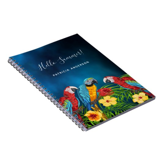 Blauer Papageienflora im Sommer Notizblock (Rechte Seite)