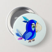 Blauer Papageknopf Button (Vorne & Hinten)