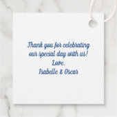 Blauer Papel Picado Hochzeit Geschenkanhänger (Rückseite)