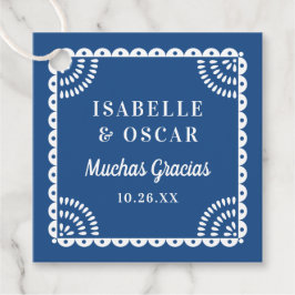 Blauer Papel Picado Hochzeit Geschenkanhänger