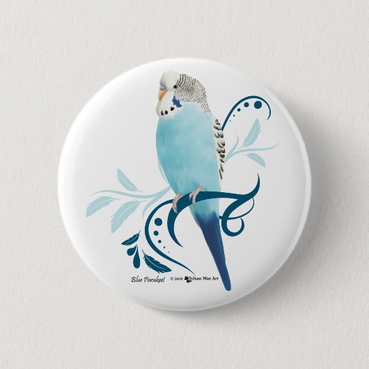 Blauer Parakeet Button (Vorderseite)