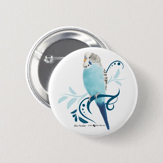 Blauer Parakeet Button (Vorne & Hinten)