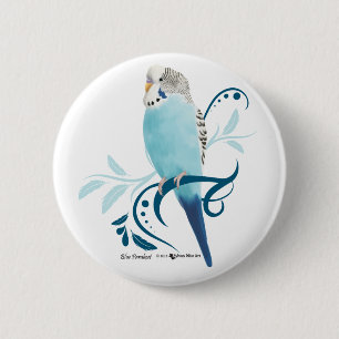 Blauer Parakeet Button