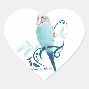 Blauer Parakeet Herz-Aufkleber