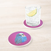 Blauer Parakeet-Untersetzer Sandstein Untersetzer (Seite)