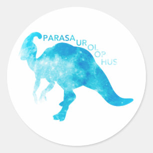 Blauer Parasaurolophus - Farbe im Hintergrund ausw Runder Aufkleber