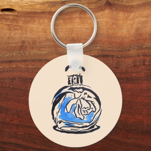 Blauer Parfüm Schlüsselanhänger (Vorderseite)