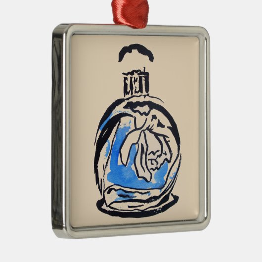 Blauer Parfüm Silbernes Ornament (Rechts)